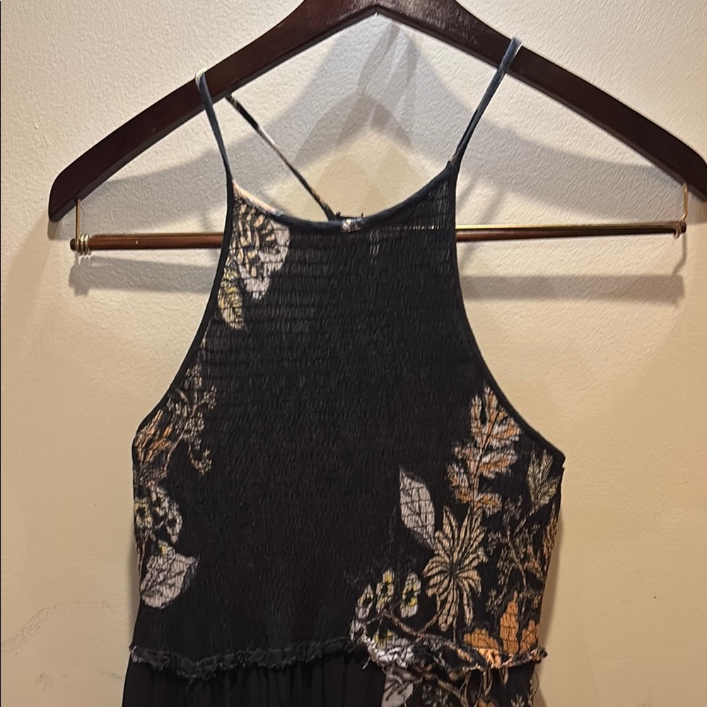 Black Floral Halter Maxi Dress